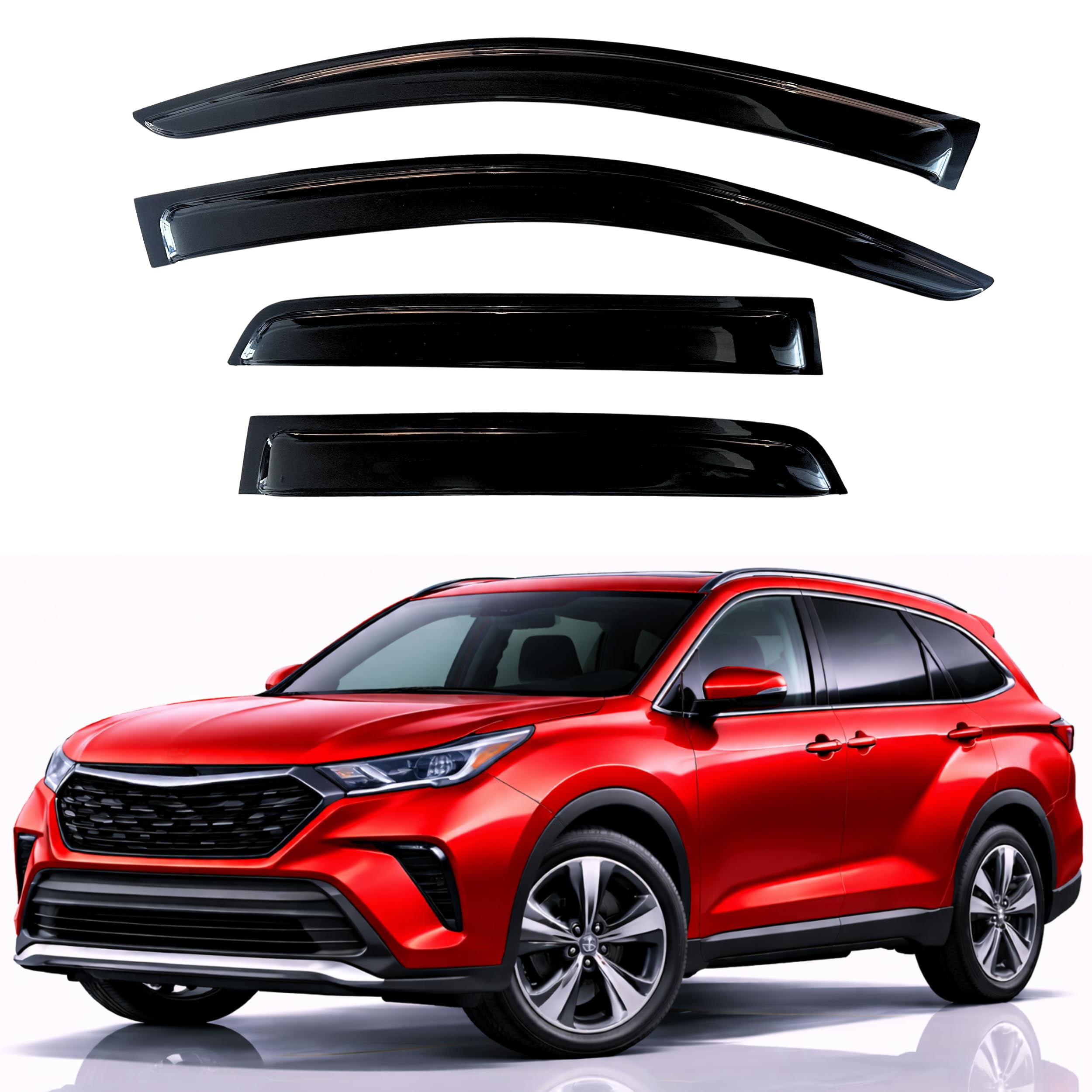 KPY Rain Guards Fit for 2020-2026 Toyota Highlander, Out-Channel Window Visors Vent Wind Deflectors 4PC, Car Accessories for 20-26 Highlander