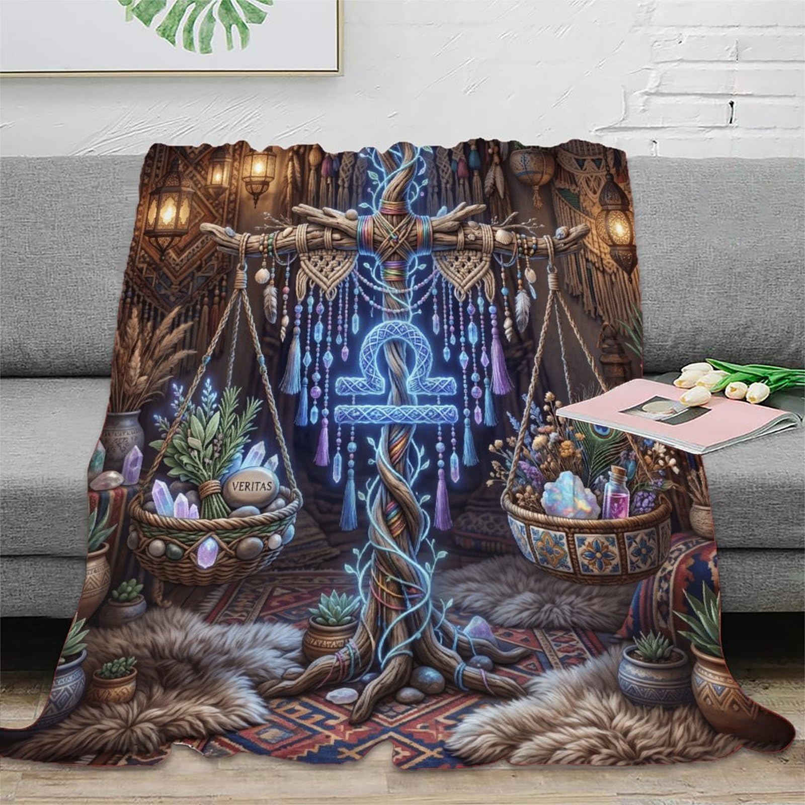 W7C8U2X3 Zodiac Libra Bohemia for for Soft Throw Blanket, Travel Bed Couch