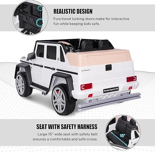 Miniatura 6 de 12 V 4WD compatible con Mercedes-Benz Maybach G650 Landaulet Kids Electric Car, juguete con control remoto, faros LED, reproductor de música, coche