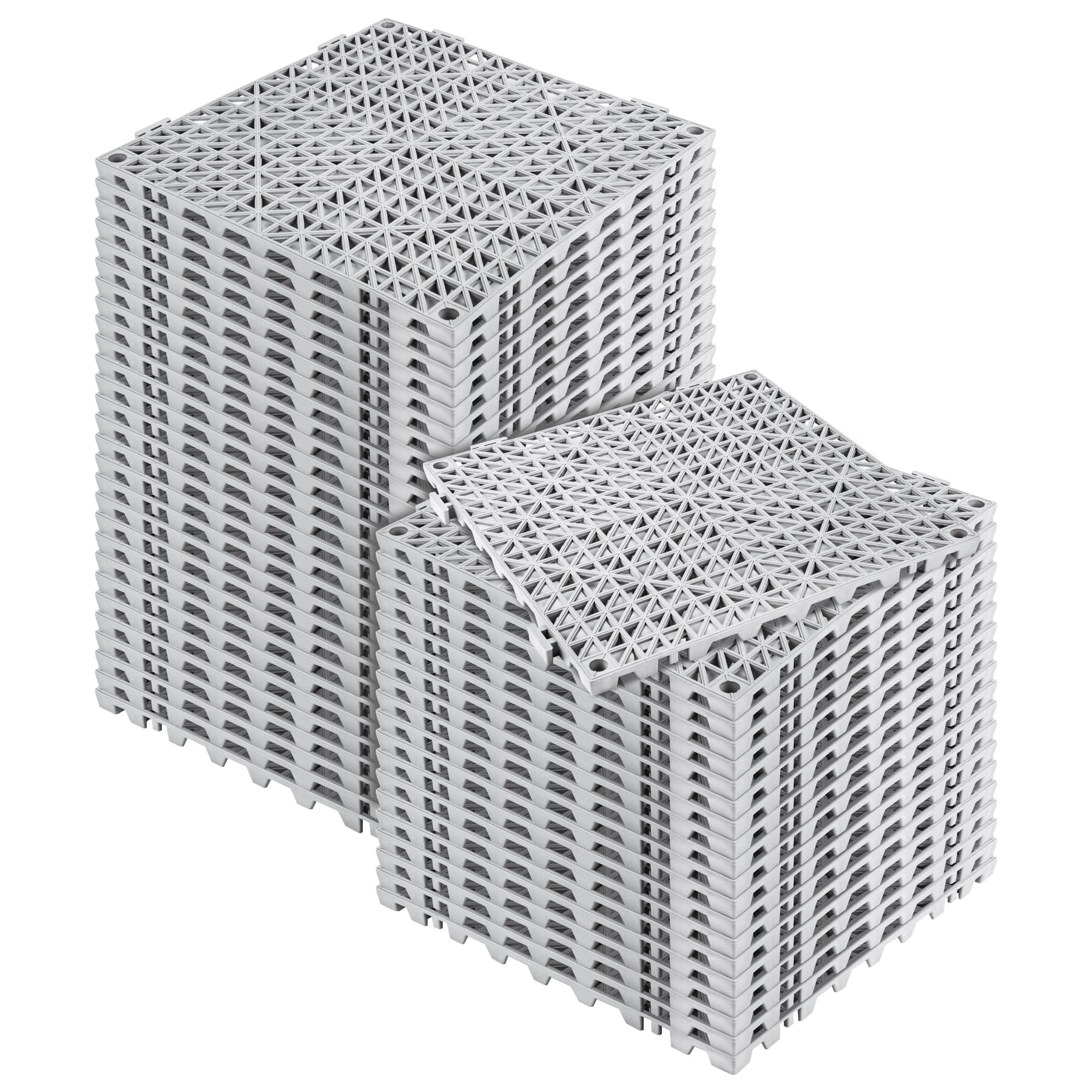 MYFAMIREA Modular Interlocking Cushion 12 Pack 11.8" x 11.8" Rubber Floor Tiles Non-Slip Splicing Drainage Mats for Deck, Pool, Shower, Patio, Balcony, Bathroom, Kitchen, Yard (1 Rows Dots, Black) — Amazon image 12