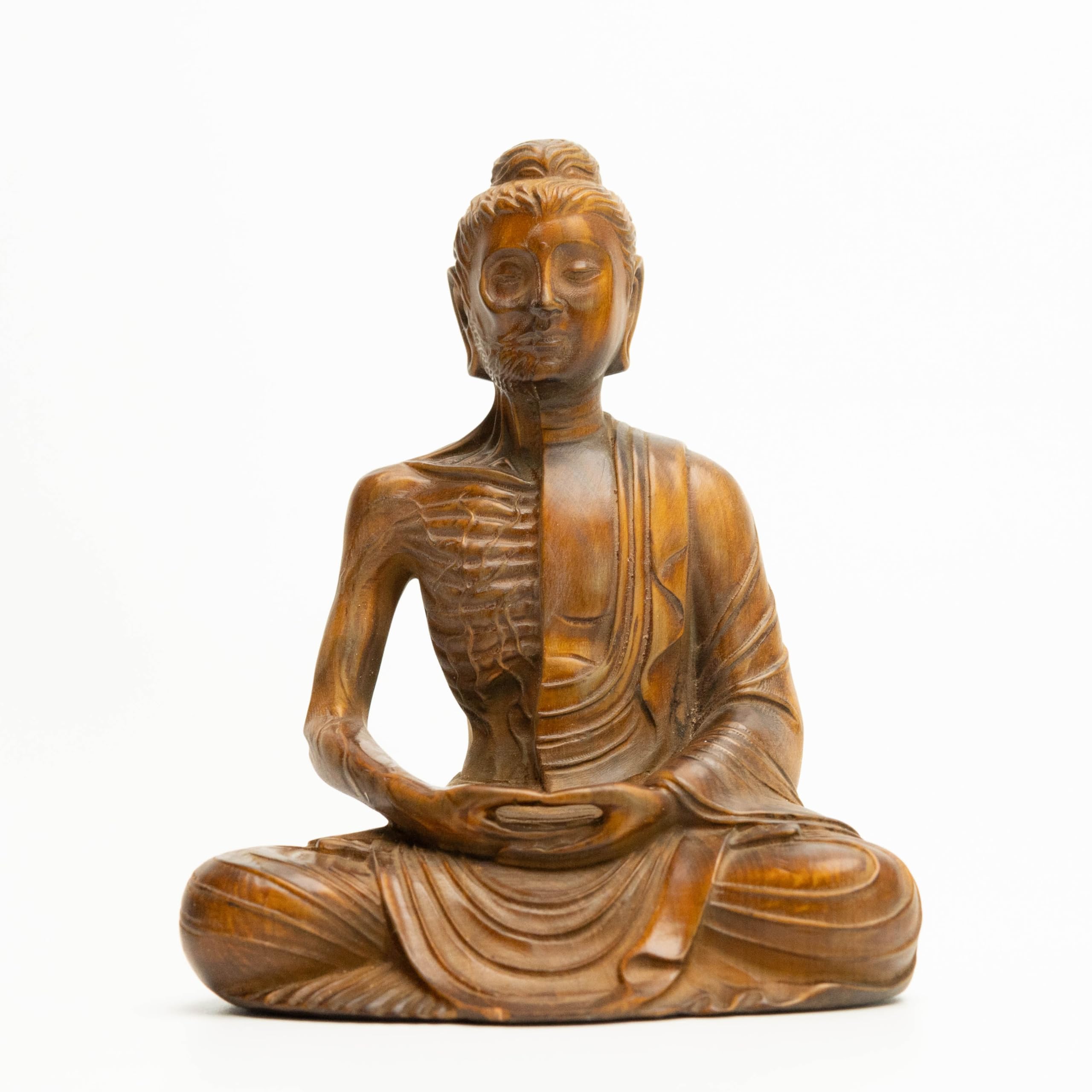 CCZHIDAO Retro Handmade Wooden Buddha Statue, Ascetic Buddhism Art