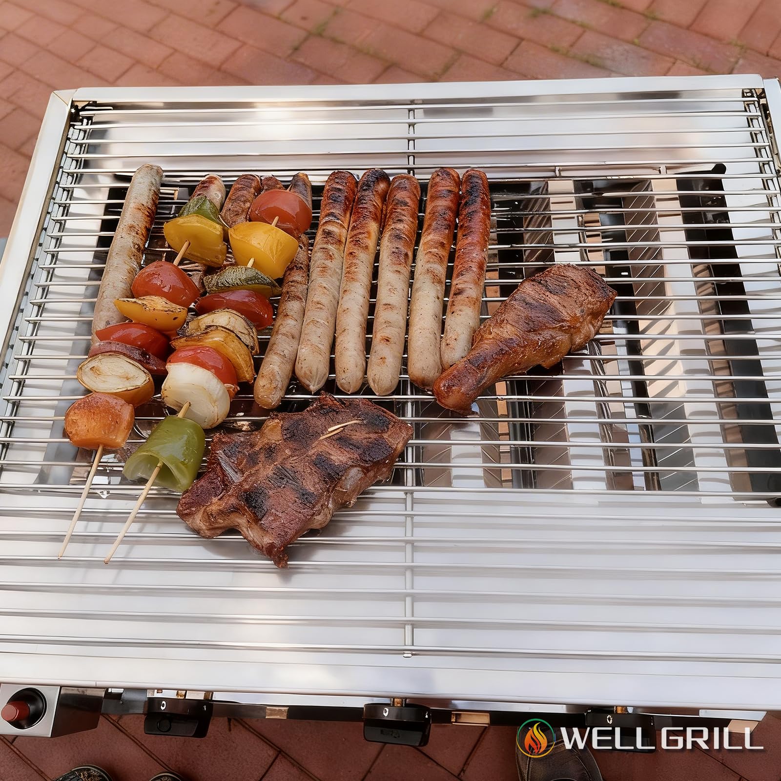 WELL GRILL Ruszt do grilla BBQ Toro, 3-punktowy, ruszty ze stali nierdzewnej, części zamienne do wszystkich palników gazowych 64 x 52 cm, 60 x 48 cm