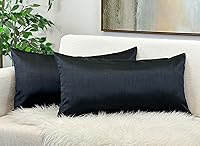 Vista 11 de Aiking Home - Funda de almohada decorativa rectangular de seda sintética de 12 x 18 pulgadas, cierre de cremallera, color aguamarina (juego de 2)