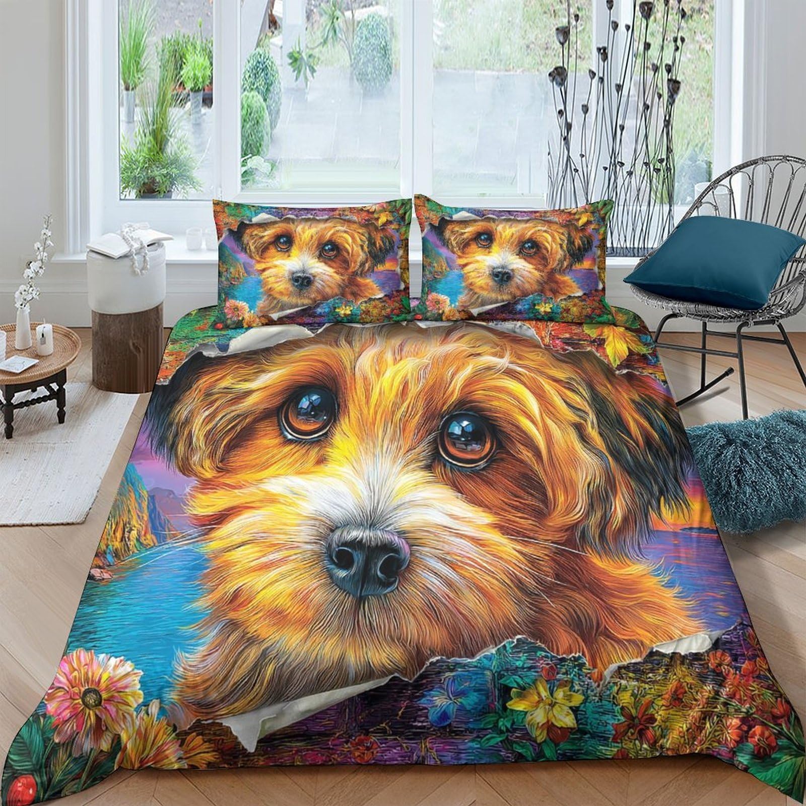 Parure de lit animal néon pour chambre d'adolescent moderne