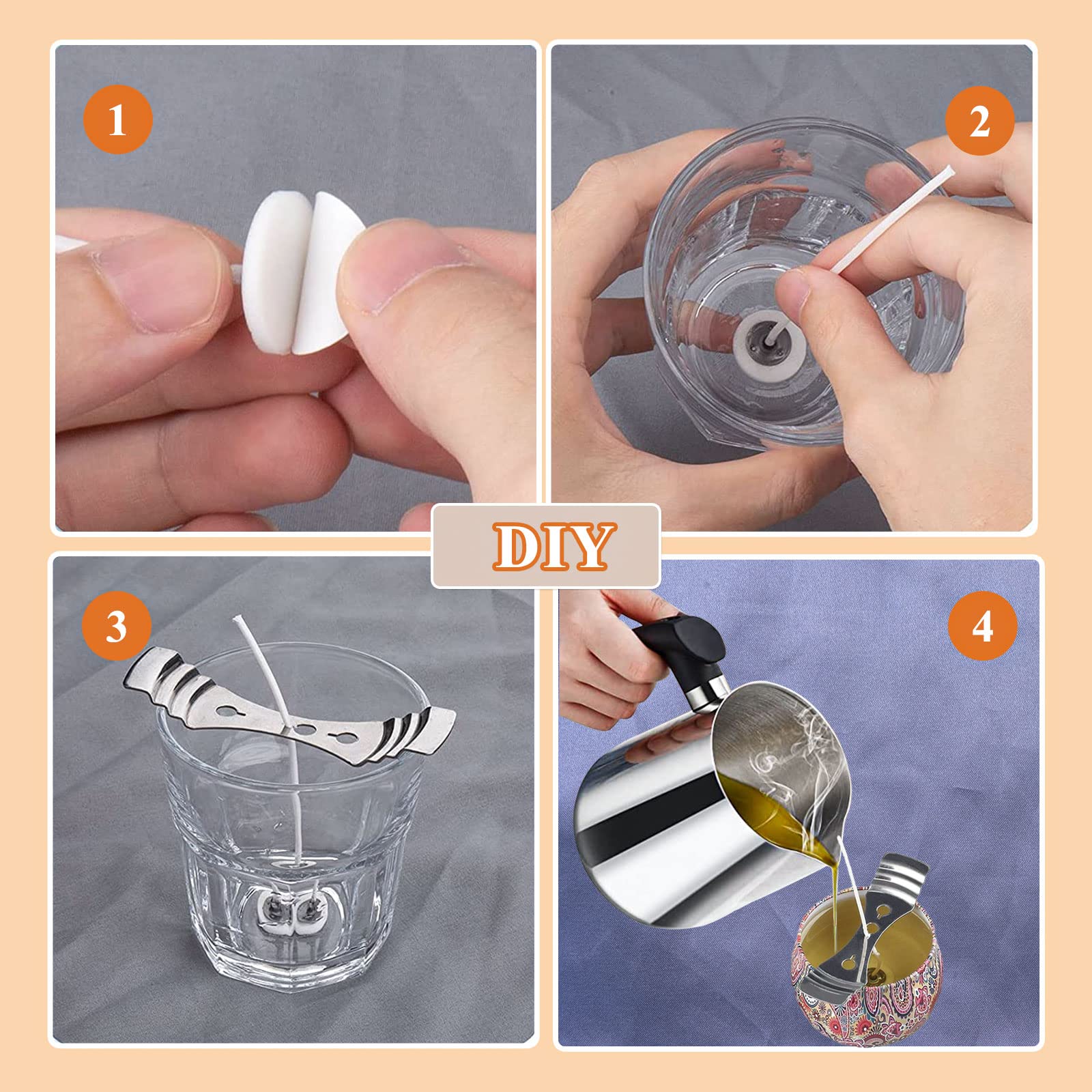 110pcs Candle Wick Centering Devices, Wooden & Metal Candle Wick Holder