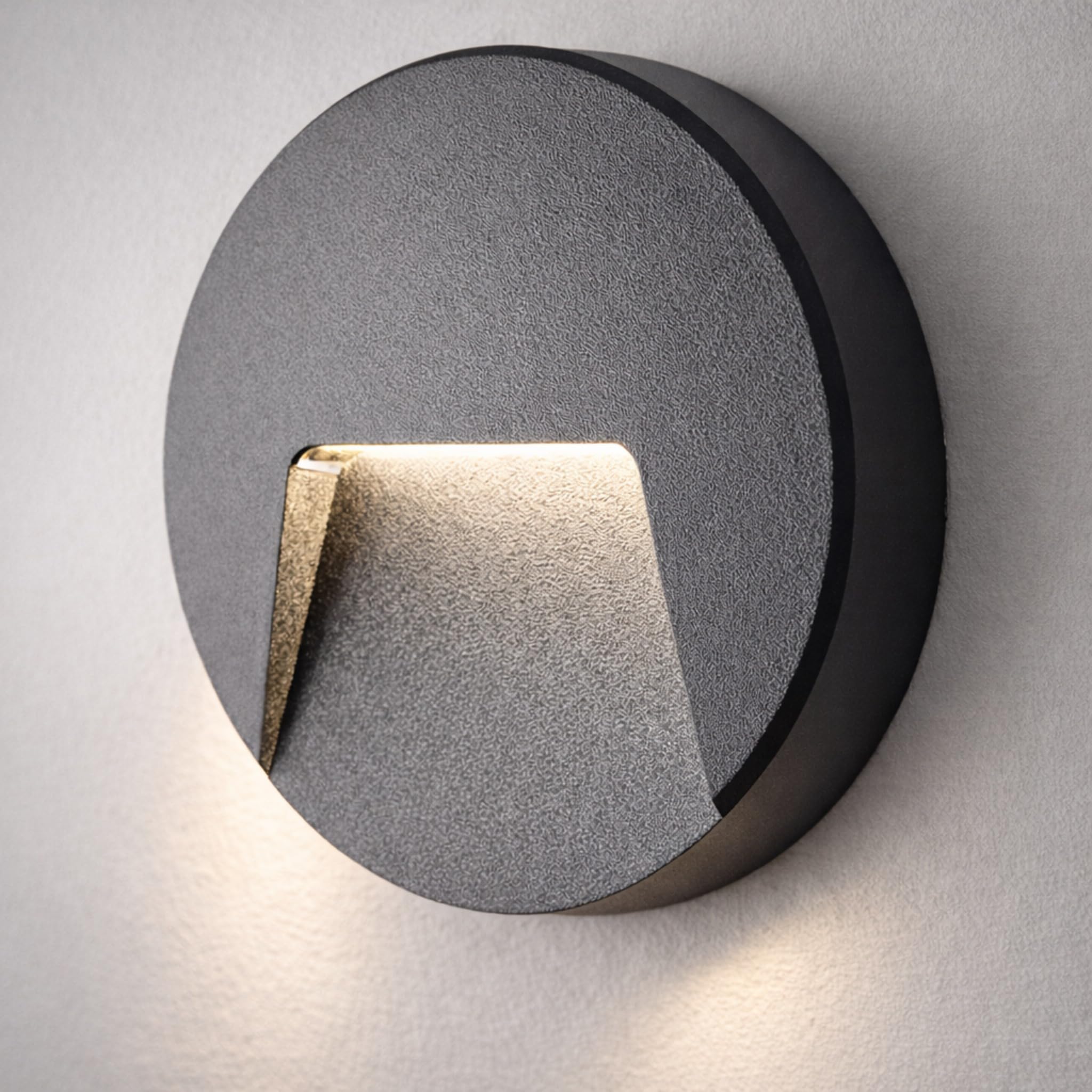 LEDBRITE Round Indirect LED Brick Light Outdoor & Indoor, Marine Grade 3W IP65 Surface Mounted Pathway Guide Light, 3 CCT Selectable 3000K - 6000K, Black, 135 x 33mm (4)