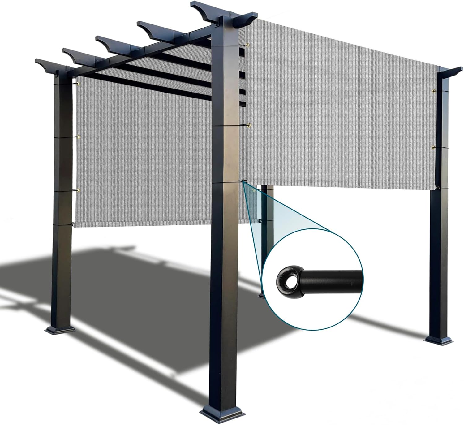 COARBOR 14'x16' Outdoor Pergola Replacement Cover Shade Canopy with Grommets Weight Rods Sun Shade Cover for Pergola Patio Deck Backyard Light Grey
