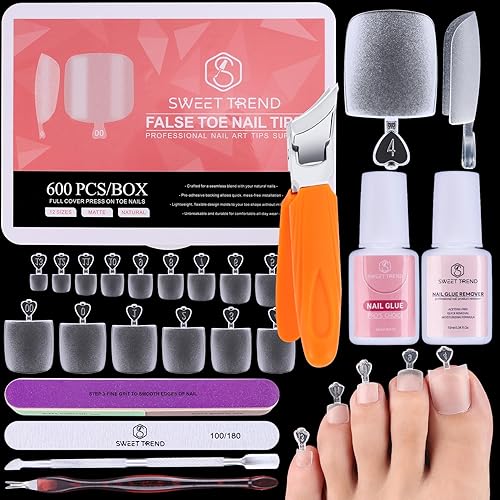 Square Toe Nail Tips Long: Sweet Trend Full Cover Toenail