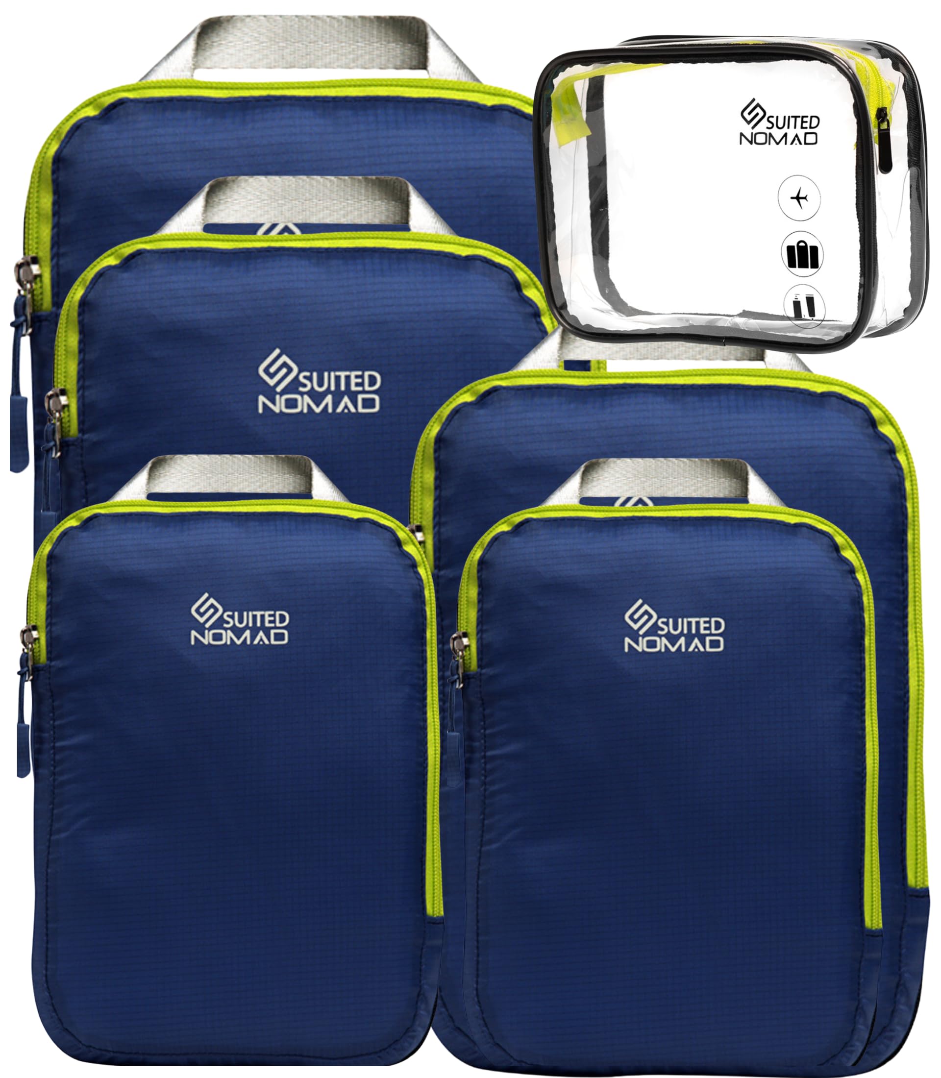 SUITEDNOMAD Ultralight Compression Packing Cubes Set, Suitcase and Backpack Travel Organiser Bags