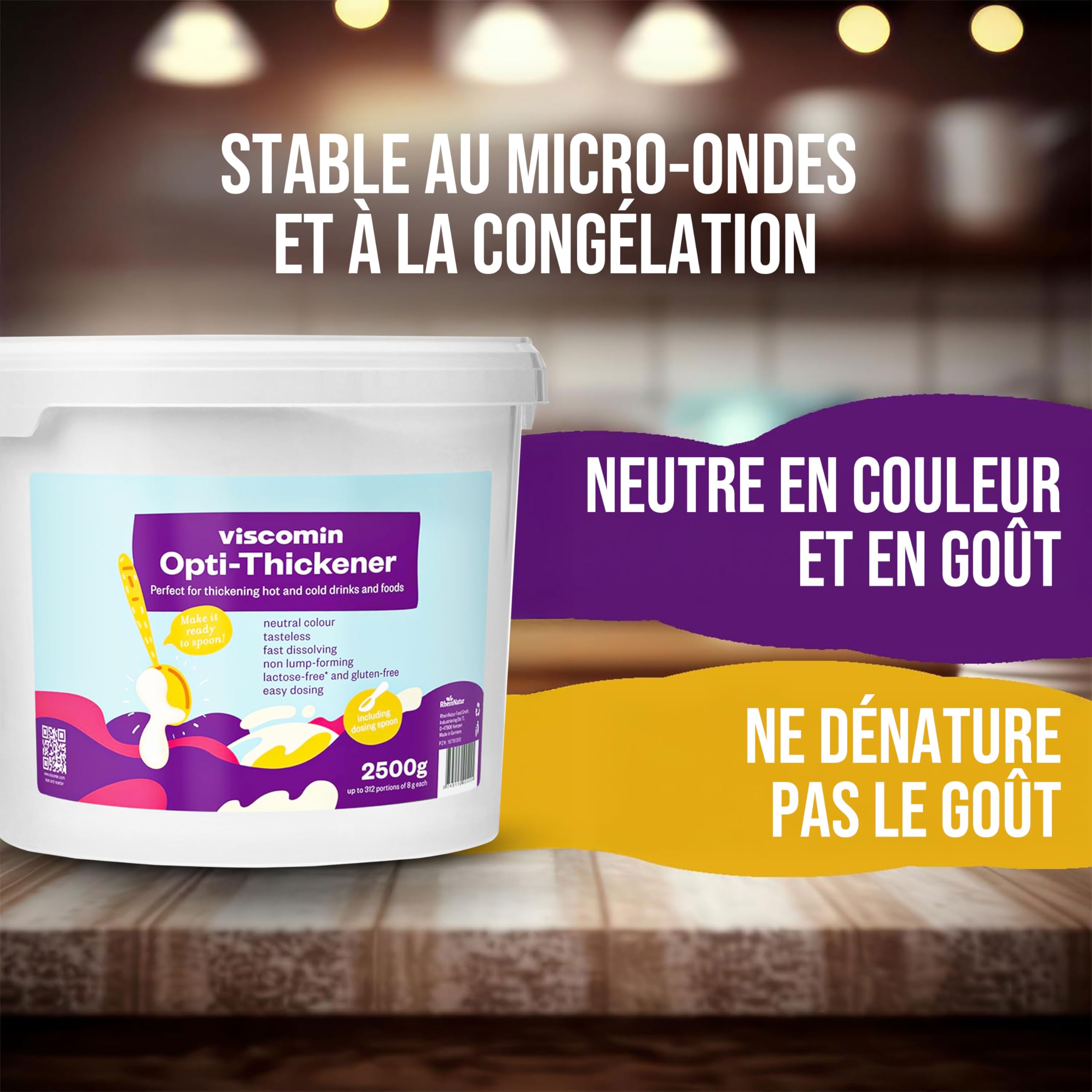 RheinNatur Viscomin Poudre Épaississante 2,5 kg – Poudre épaississante pour boissons et aliments – Agent épaississant pour épaissir les boissons et les plats – Vegan et sans goût