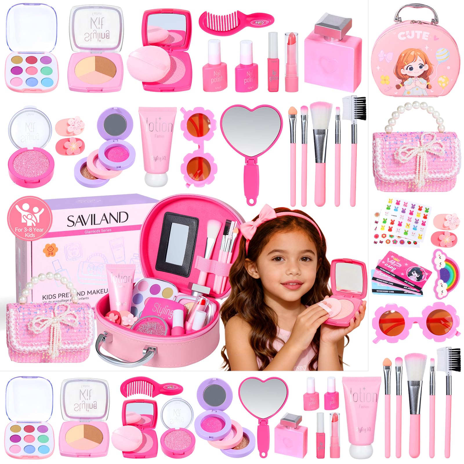 SAVILAND Set di Trucchi All-in-1 Valigetta Trucchi Lavabile Trucchi, Valigetta Trucchi Regalo di Natale o di Compleanno