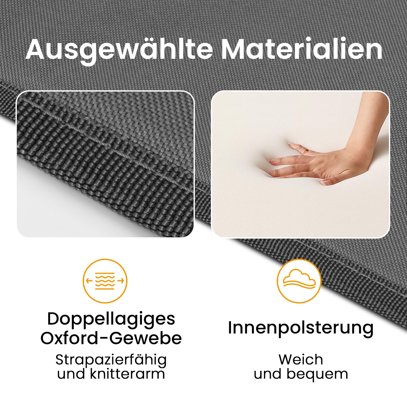 WOLTU 2er Set Strandmatten Faltbar mit Verstellbarer Rückenlehne, Gepolsterte Liegen mit Kopfkissen und Aufbewahrungstasche, Für Garten Balkon Outdoor, Dunkelgrau