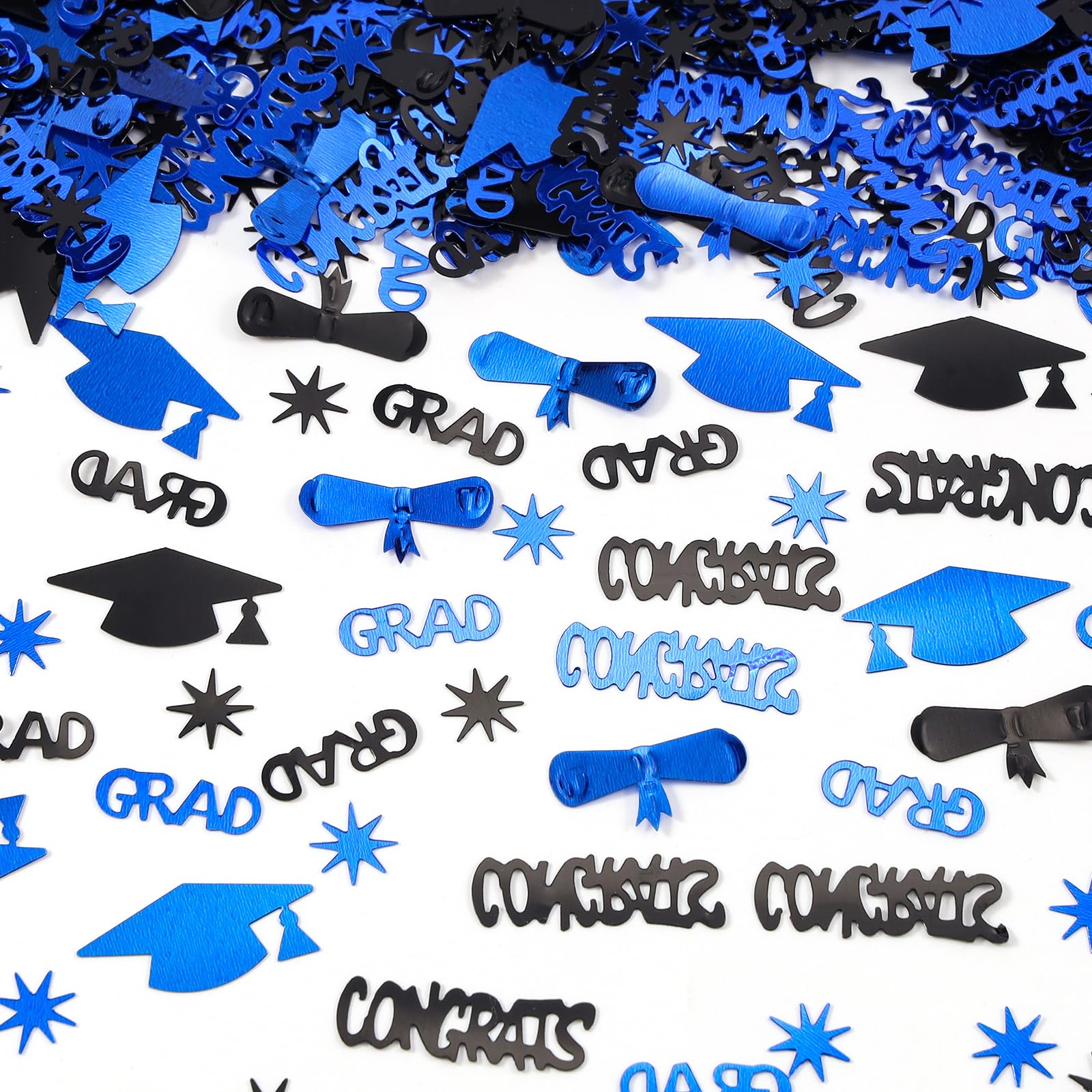 Blue and Black Graduation Confetti 2026, 1000 Pcs Class of 2026 Table Centerpiece Grad Confetti for 2026 Graduation Party Decorations Supplies