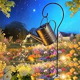 Solar Watering Can with Cascading Warm White Fairy Lights Outdoor Garden Decor Waterproof Metal Fountain Yard Patio Lawn Ornament