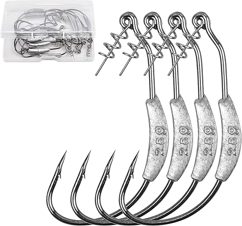 Ganchos de pesca pesados, 15 piezas sin malas hierbas con pasador de centrado Twistlock de plástico suave para pesca de lubina