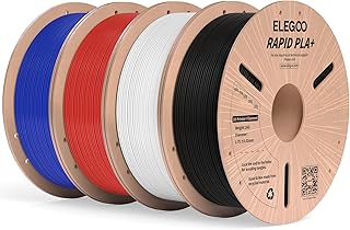 ELEGOO High Speed PLA+ Filament 1.75mm Schwarz Weiß Rot Blau 4KG, Rapid PLA Plus 3D Drucker Speedy Filament für 0-600mm/s ...