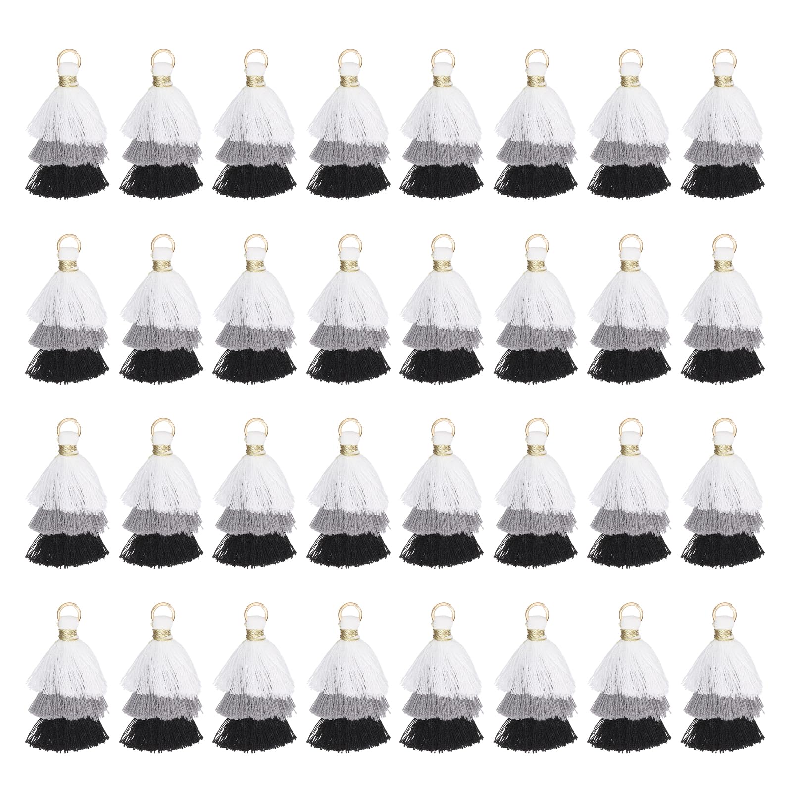 Mini borlas de tres capas hechas a mano para reparar bisutería y rematar flecos, 50 pcs