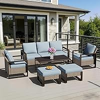 Vista 96 de Sofá de Mimbre Metálico para Patio de 75", Sofá Sillón de Ratán para Exteriores de 3 Asientos para Todo Tipo de Clima con Cojines Premium