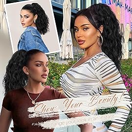 ORSUNCER Ponytail Extension 18 Curly Pony Tail Clip in Claw Ponytail Fluffy Natural Looking Synthetic Hairpiece for Women