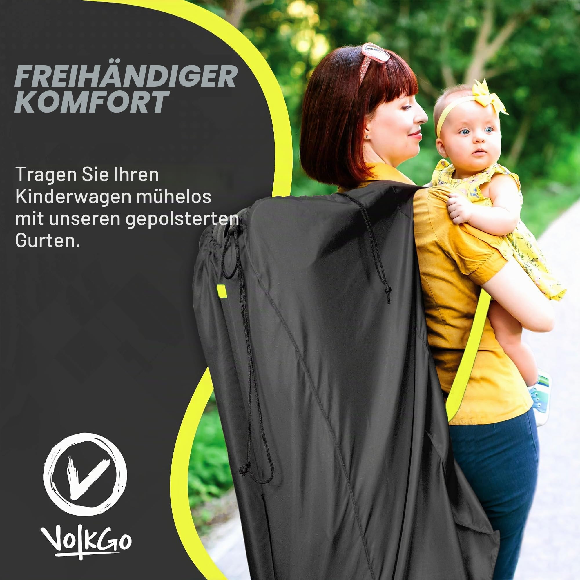 V VOLKGO Große Kinderwagentasche für Flugreisen, Schutz für Doppel- und Jogger-Kinderwagen, passt für die meisten Modelle, Gate-Check-Tasche, robust und wasserabweisend