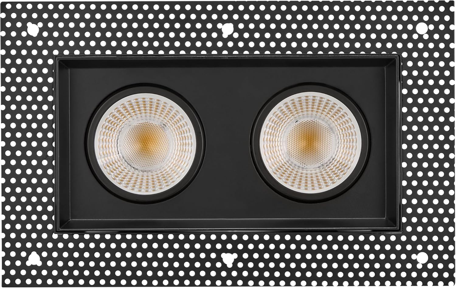 Maxxima 4 in. 2 Head Black Trimless Slim Square Recessed Anti-Glare LED Gimbal Downlight Canless IC Rated 2000 Lumens 5 Color Temperature Selectable 2700K/3000K/3500K/4000K/5000K Dimmable 90 CRI