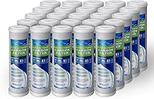 Block Activated Carbon Coconut Shell Water Filter Cartridge 5 Micron for RO & Standard 10  Housing WELL-MATCHED with WFPFC8002, WFPFC9001, WHCF-WHWC, WHEF-WHWC, FXWTC, SCWH-5 25 Pack