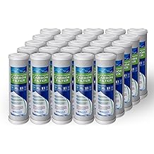 Block Activated Carbon Coconut Shell Water Filter Cartridge 5 Micron for RO & Standard 10  Housing WELL-MATCHED with WFPFC8002, WFPFC9001, WHCF-WHWC, WHEF-WHWC, FXWTC, SCWH-5 25 Pack