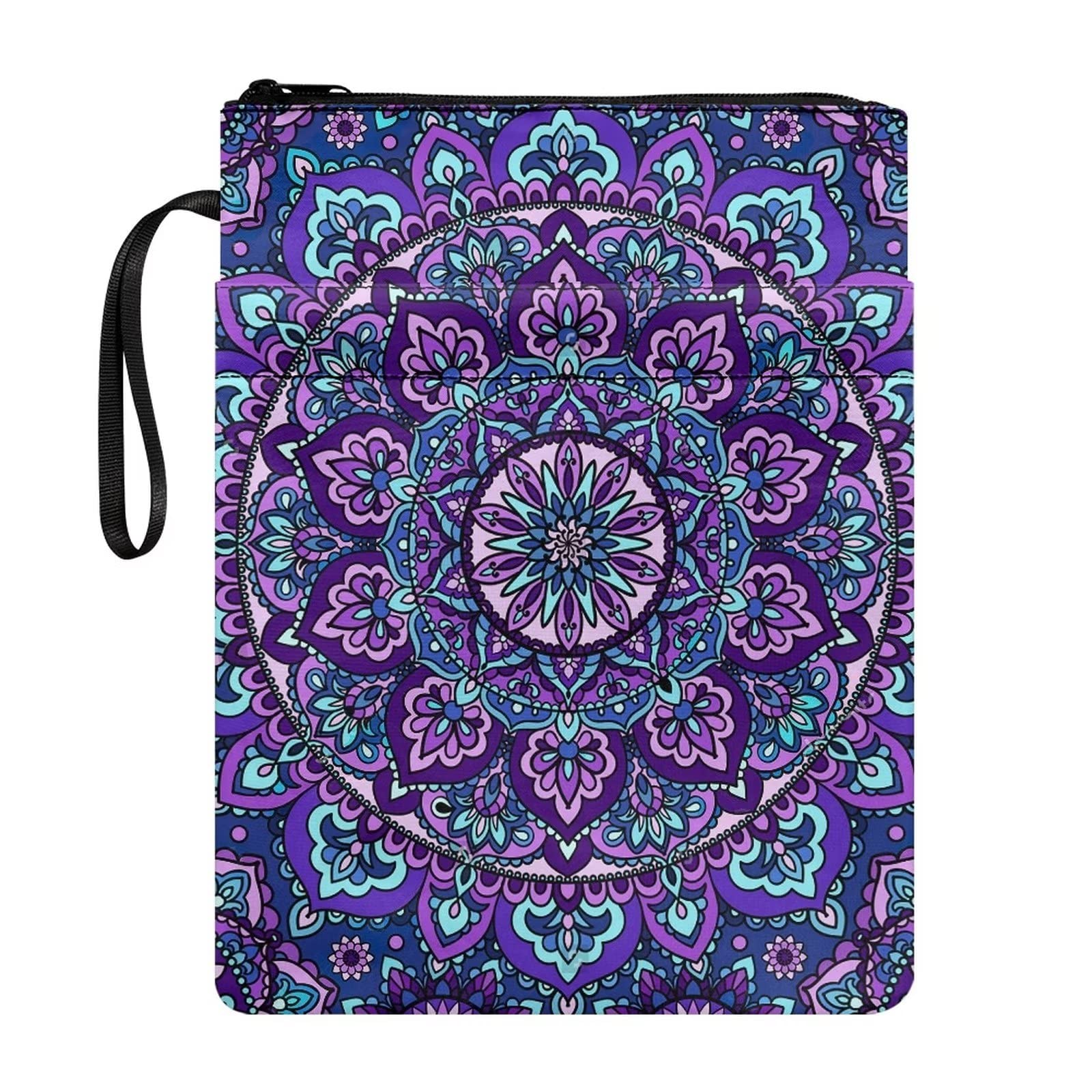 COEQINE Fashion Paperback Book Covers for Hardcover Books, Girls Book Cover Protector Lightweight Zipper Pocket,with Purple Mandala Flower Pattern — image 1