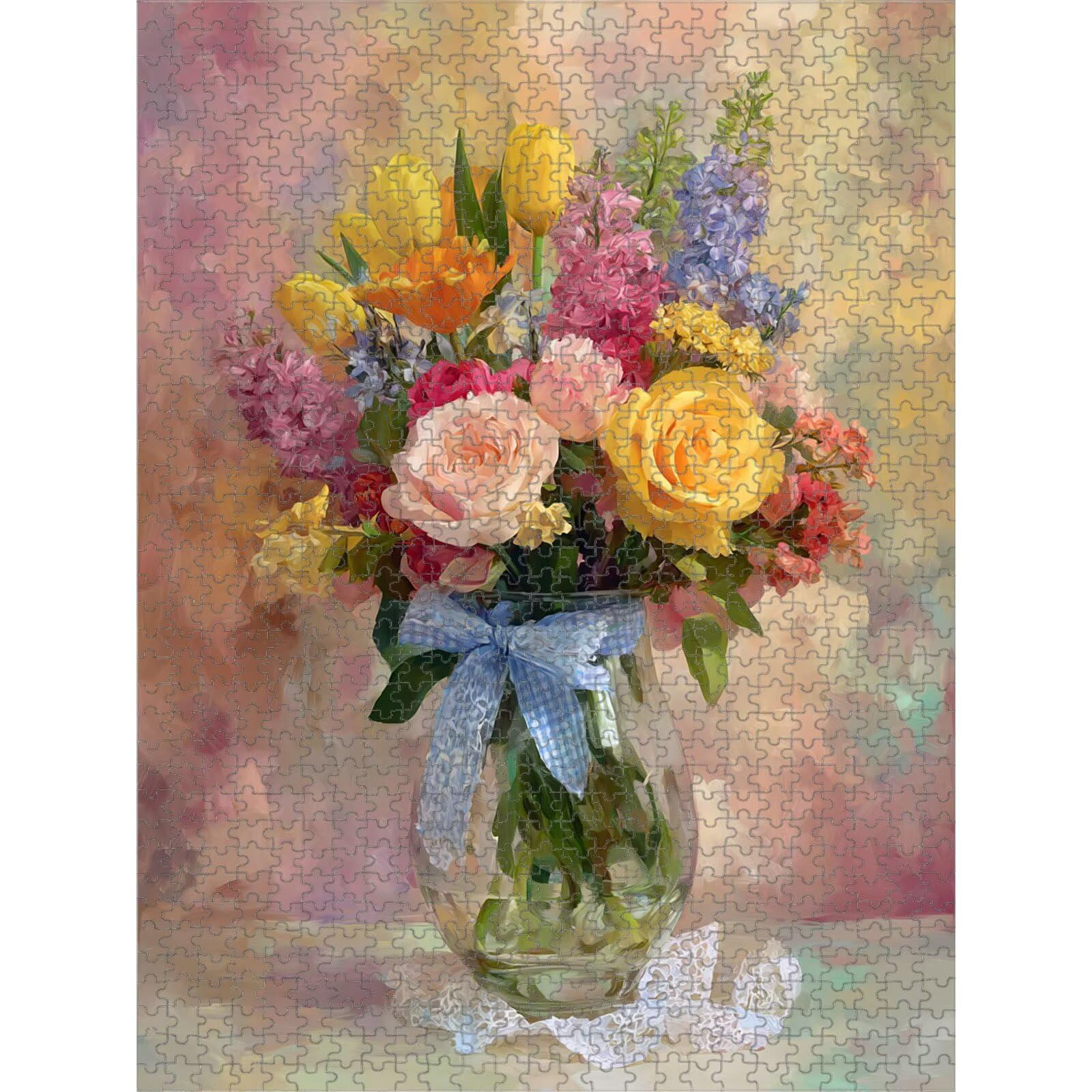Puzzle 1000 Pièces, Paysage & Fleur Puzzle en Bois Durable 1T#2361 | Puzzle en Bois, Découpe de Précision, Encres aux Couleurs Vives, Loisir Relaxant, Décoration Intérieure, Cadeau, 50x75cm