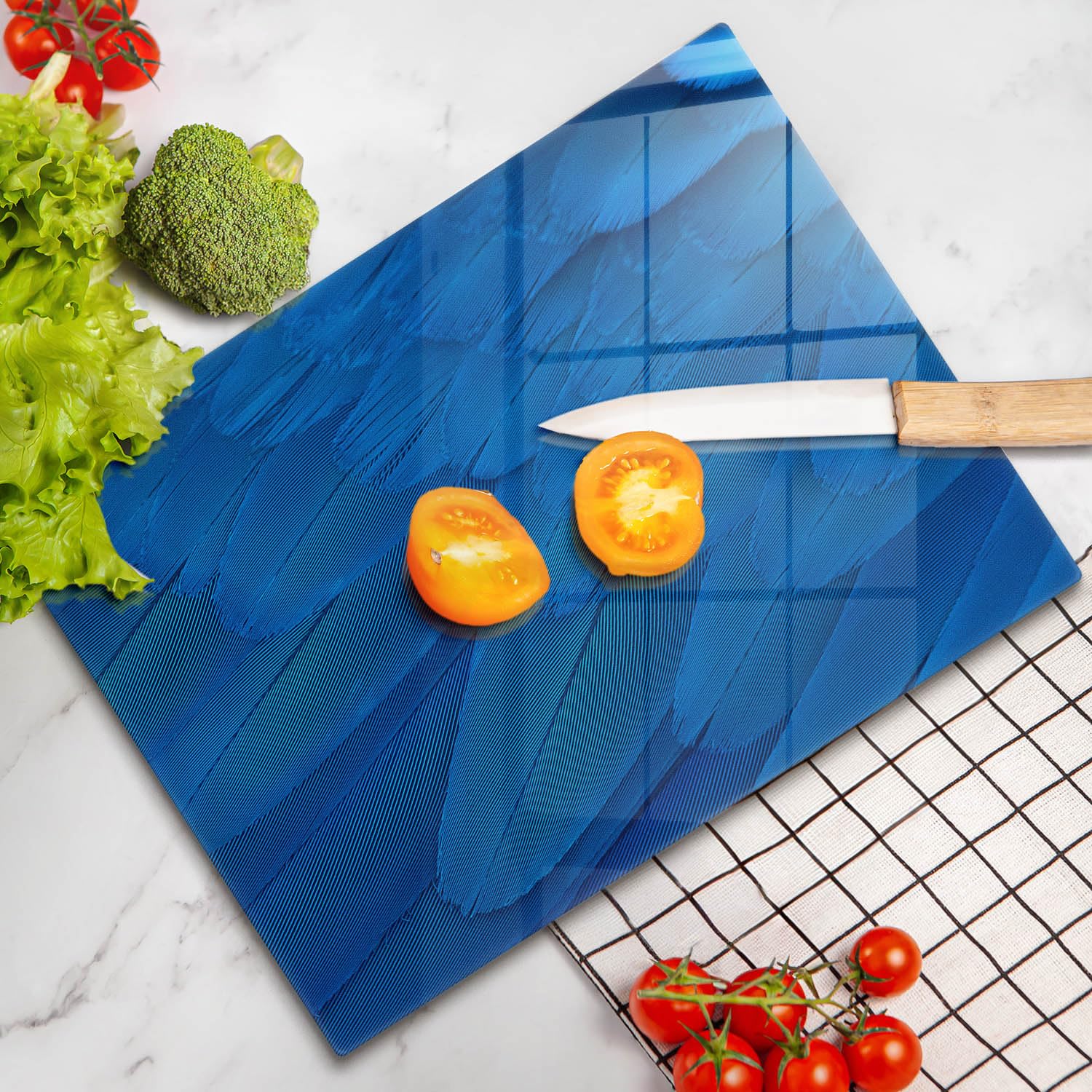 Tabla de cortar de vidrio | Azul | Superficie impresa