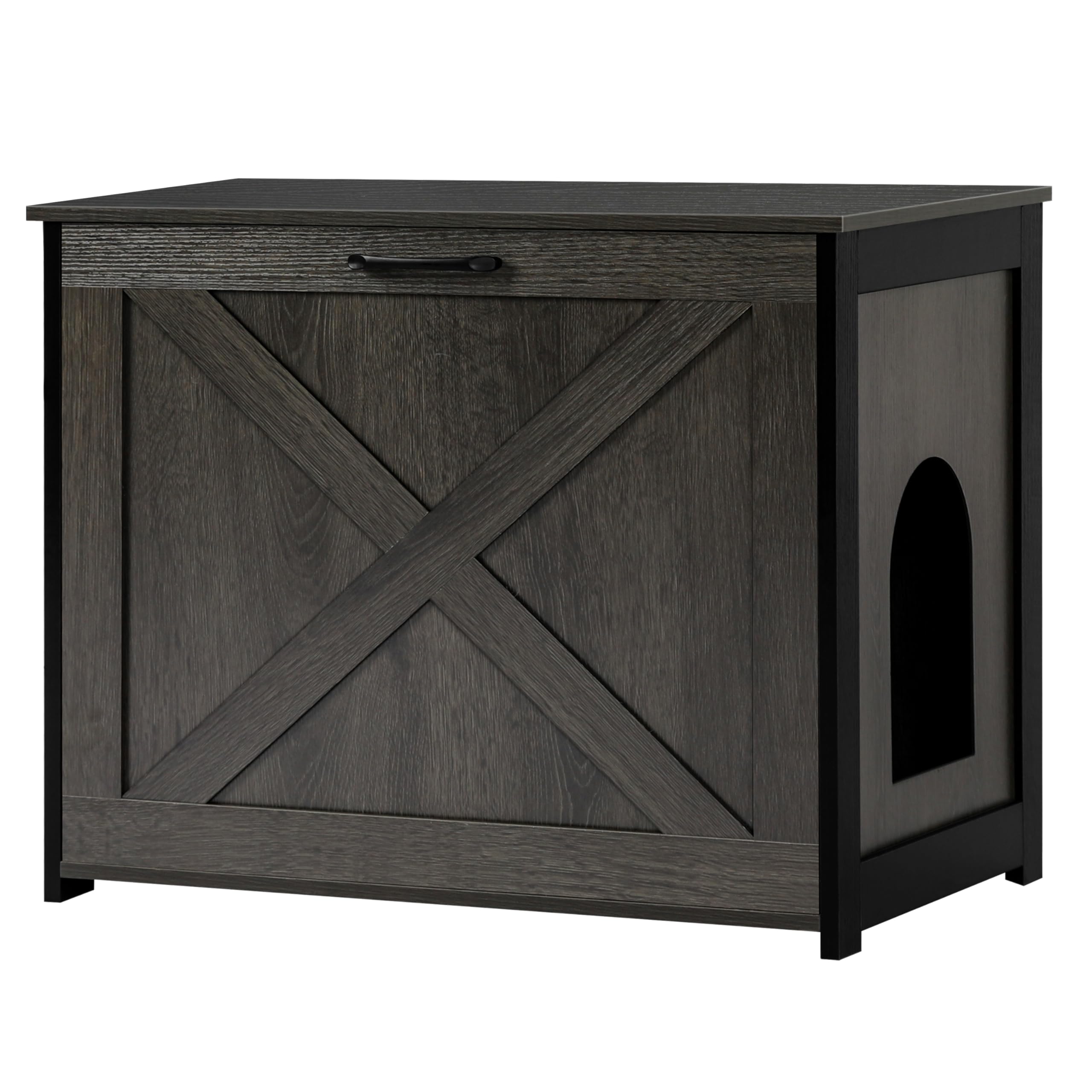 Dwanton Cat Litter Box Furniture Hidden, Cat Litter Box Enclosure, Reversible Entrance Can Be on Left or Right Side, Indoor Cabinet, Wooden Washroom,