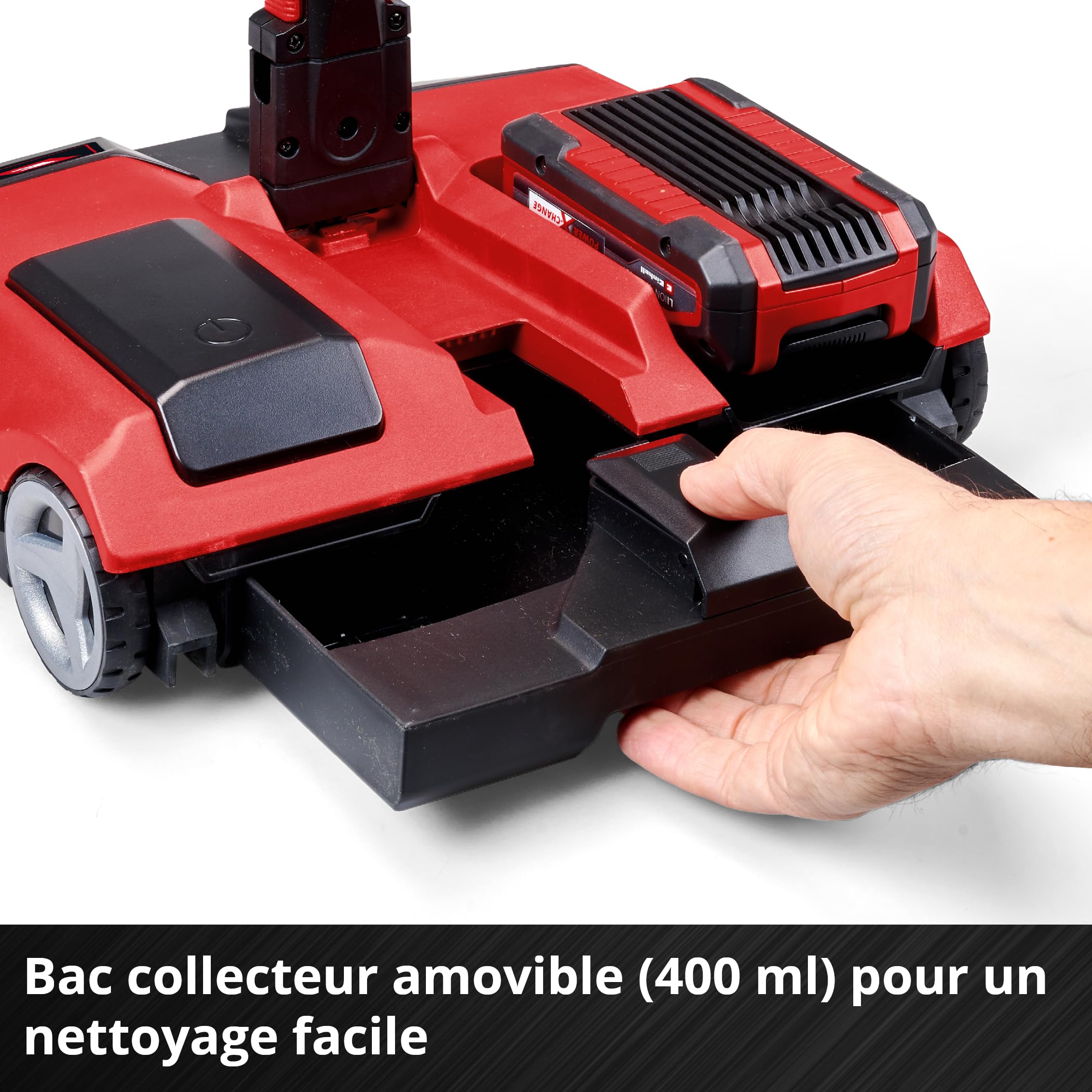 Einhell Balai sans fil TE-FS 18 Li-Solo Power X-Change (18 V, brosse cylindrique de largeur 250 mm, languette de nettoyage, manche télescopique, sans sac, lampe LED, avec accessoires, sans batterie)