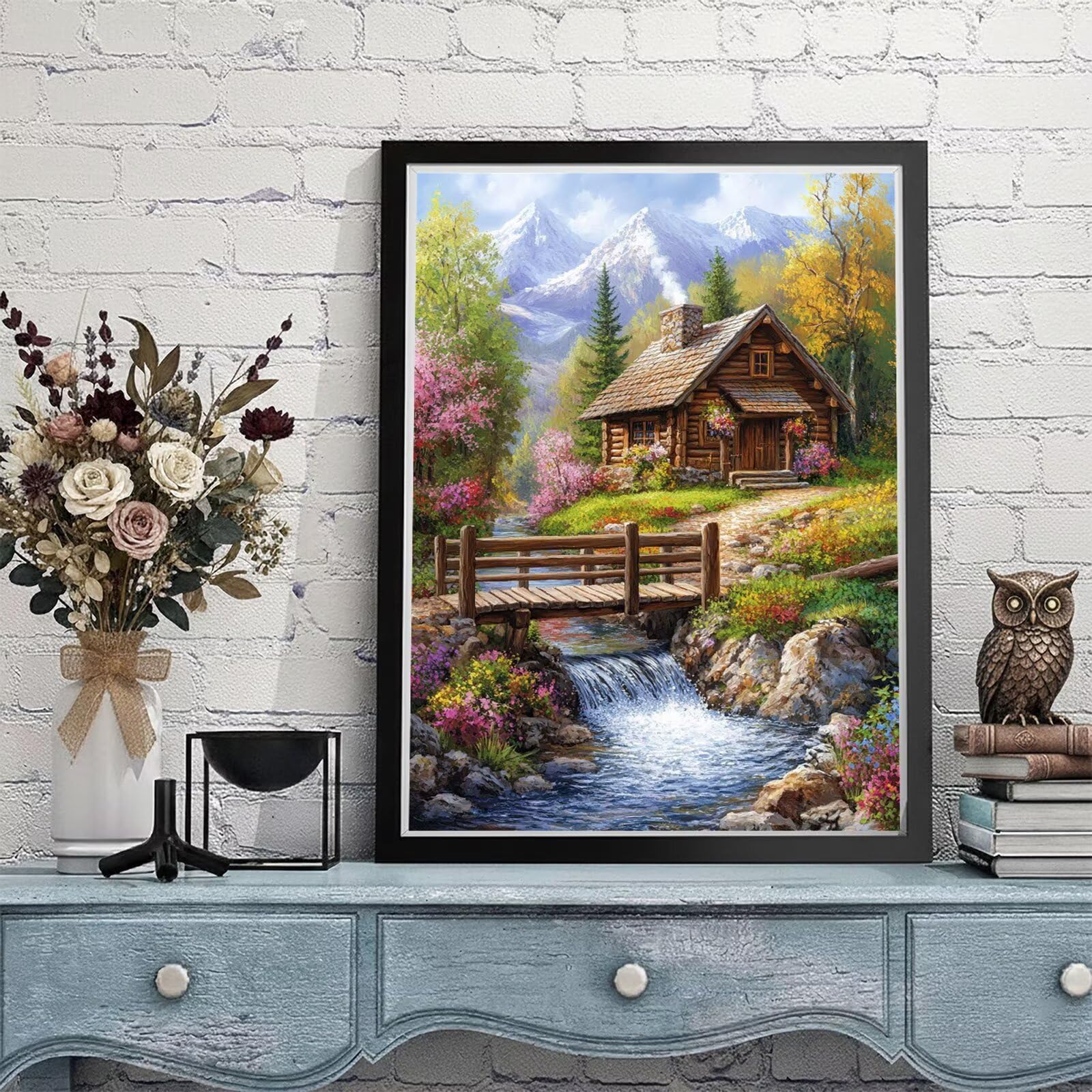 Dipingere con i Numeri Adulti Paesaggio Dipingere con i Numeri Giardino Paint by Numbers Hobby Creativi Adulti Fai Da Te Tela di Pittura a Olio Kit, Decorazioni Regalo 60x90cm Senza Cornice Y3-779