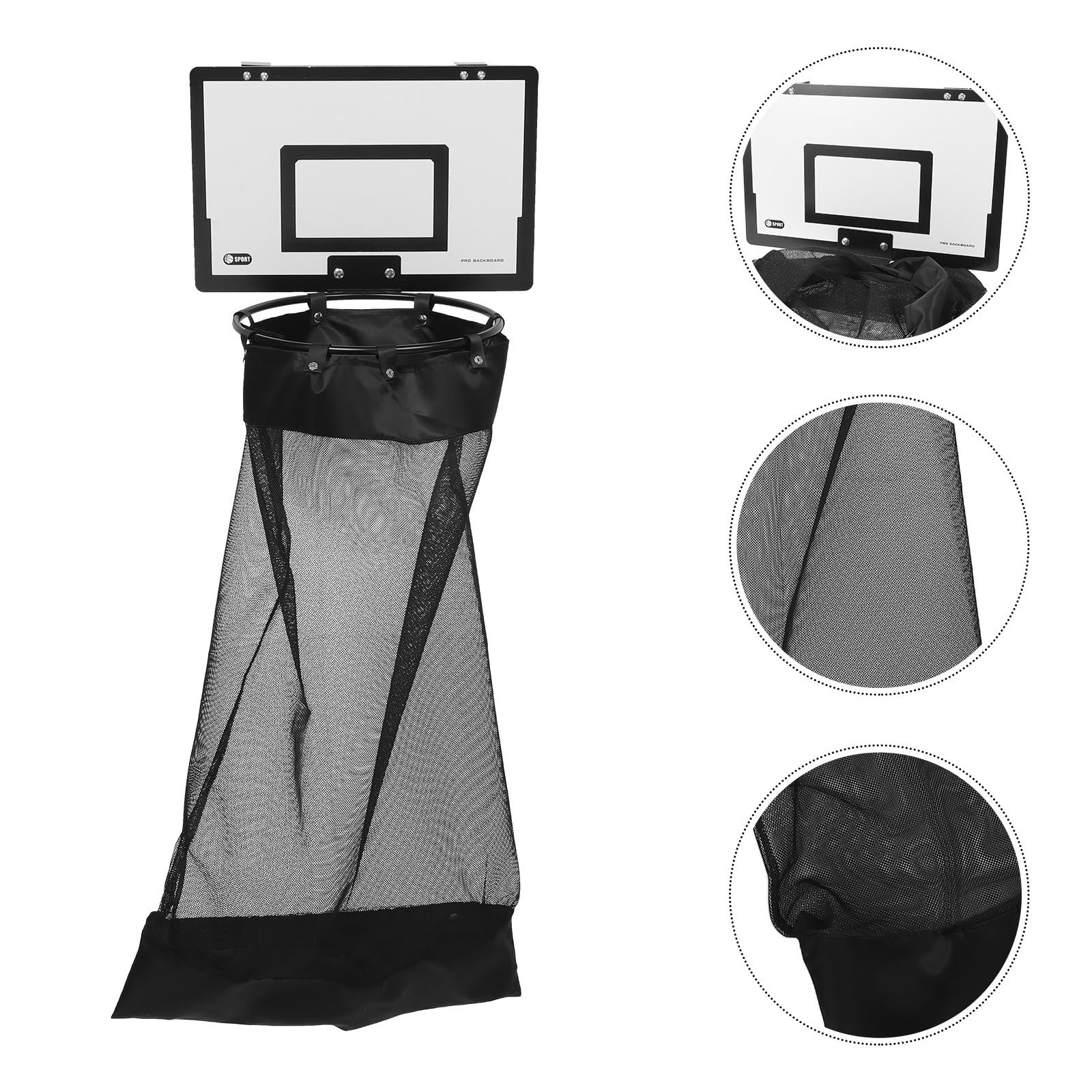 Cabilock Cesto Almacenamiento de Baloncesto Sucia Ropa Colgante con Aro de Versátil Madera Tela Negra para Puerta y Adecuado para Apartamentos Pequeños y Baños
