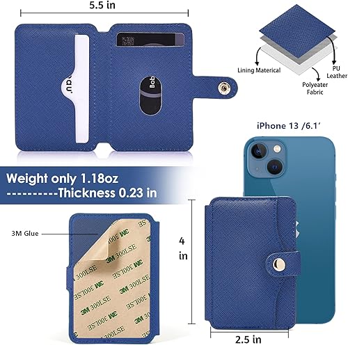 Miniatura 2 de M-Plateau Tarjetero para hombre, cartera para teléfono con adhesivo delgado 3M, compatible con iPhone 14 Pro y la mayoría de teléfonos inteligentes