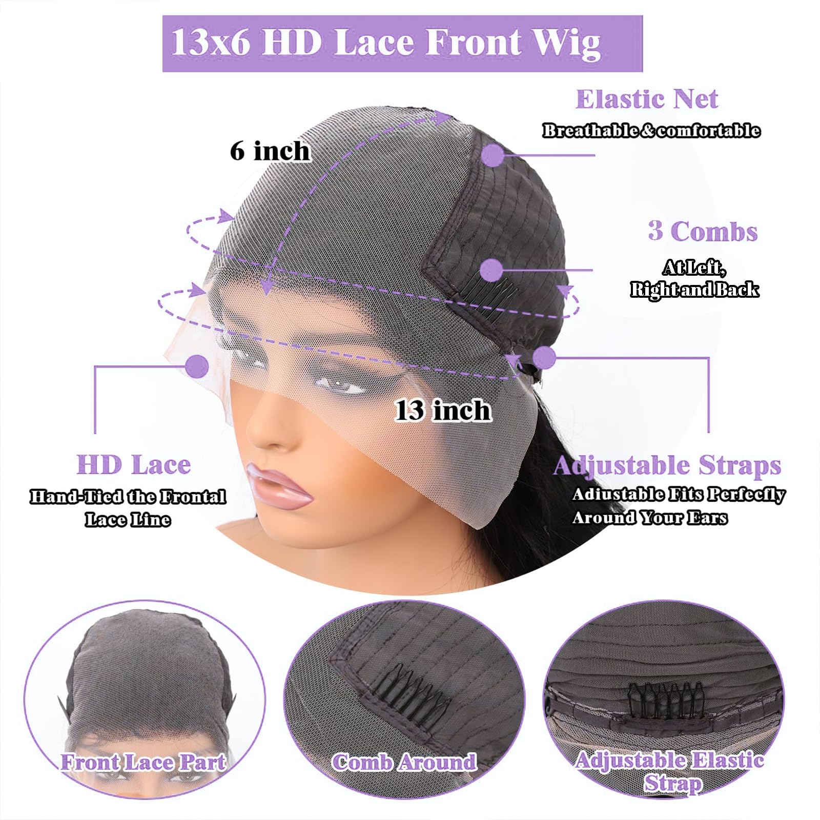 Deep Wave 13x6 Lace Front Wig Human Hair, 200% Density