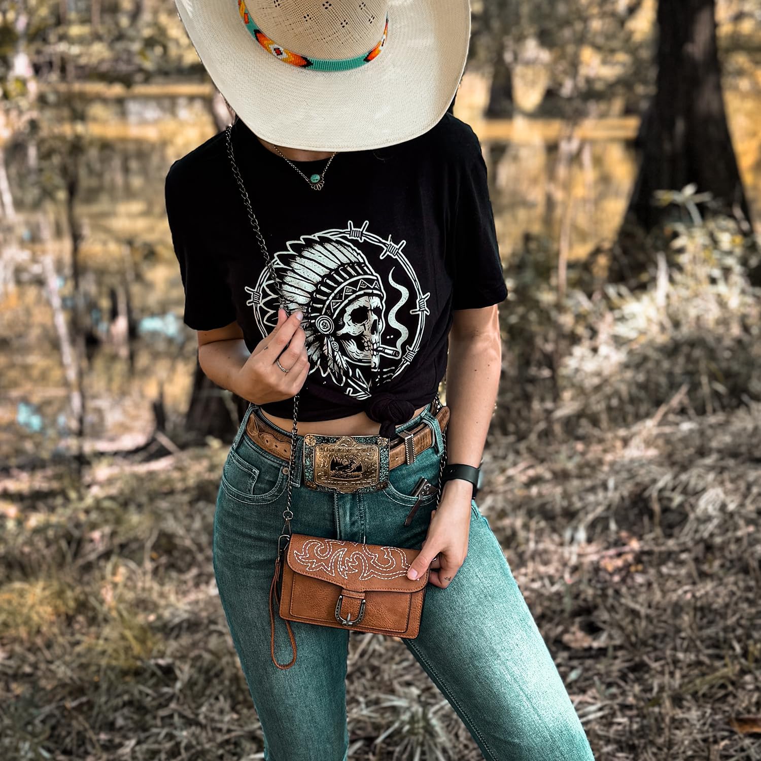 Montana West Small Crossbody Purse with Chain Strap Western Designer Clutch and Handbags for Women - Image 2