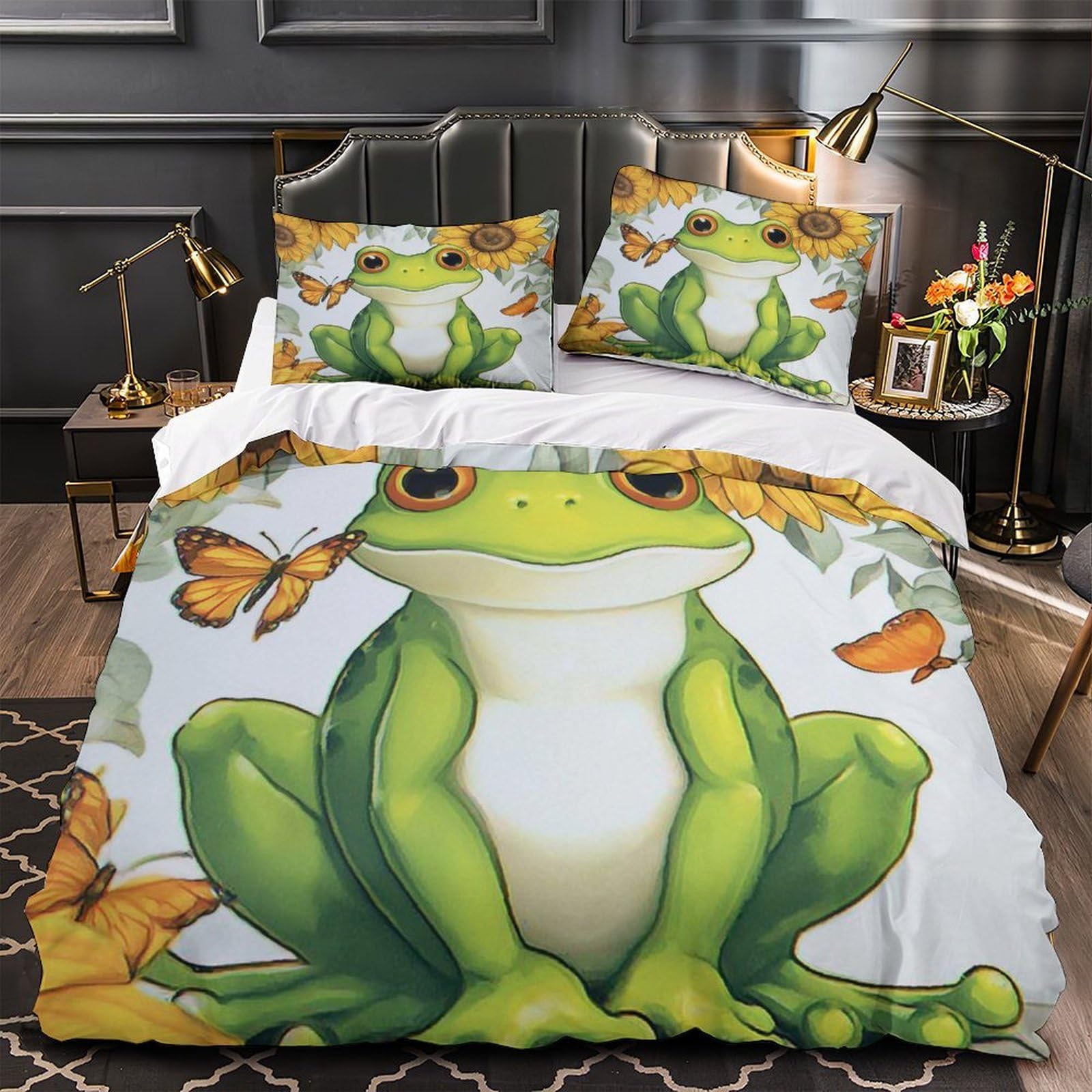 Housse de couette grenouille hypoallergénique et respirante pour ado