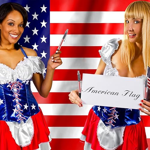 Miniatura 4 de 32 bolígrafos de tinta negra de 0.039 in con la bandera estadounidense, bolígrafos de tinta de gel para el Día de la Independencia para escribir en