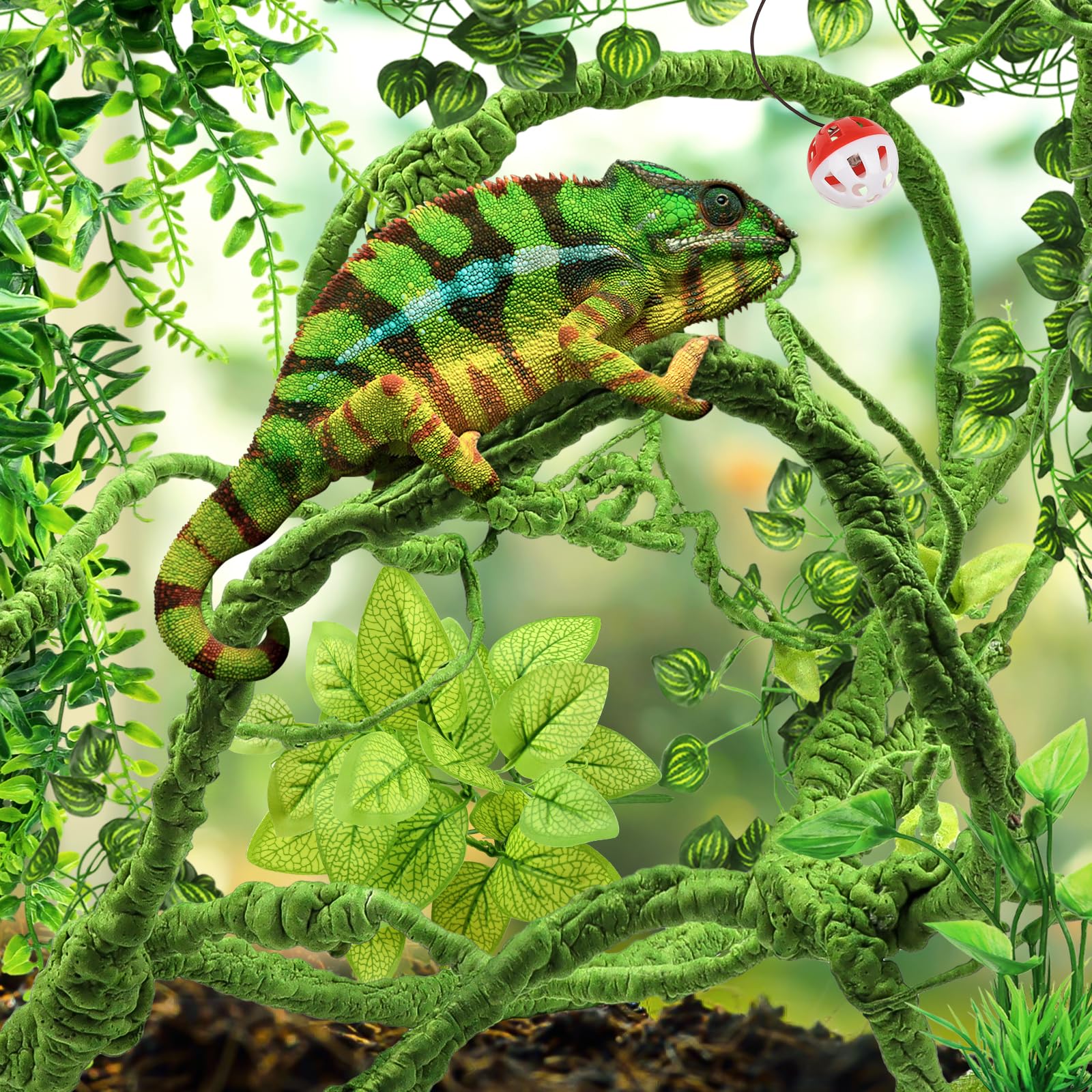 QUOZUO Bearded Dragon Tank Accessories, Reptile Plants Artificial