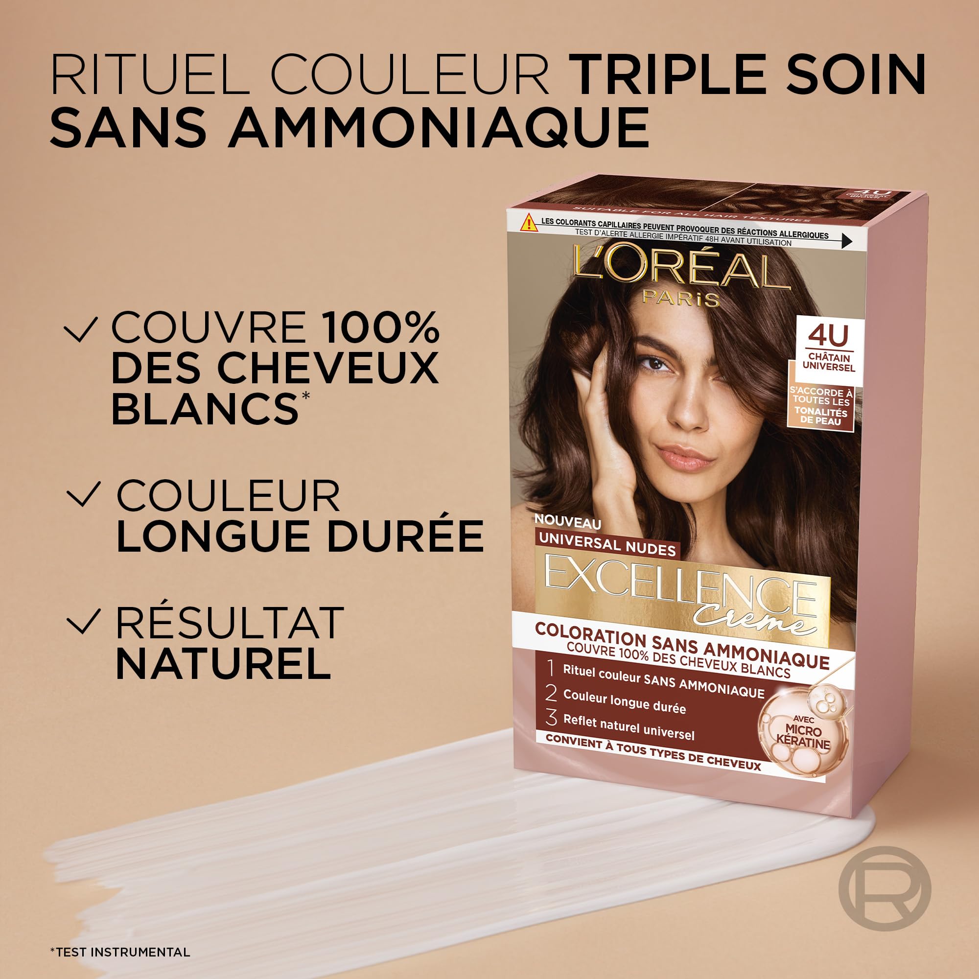 L’ORÉAL PARIS - Coloration Cheveux Permanente - Longue Durée - Résultat Naturel & Lumineux -Couvre 100% des Cheveux Blancs - Excellence Crème Universal Nudes - Nuance : Blond Très Clair Universel (9U)