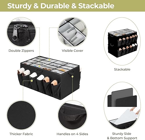 Miniatura 4 de Organizador de zapatos para armario, solución de almacenamiento de zapatos con cubierta transparente y separadores ajustables, caja de zapatos de