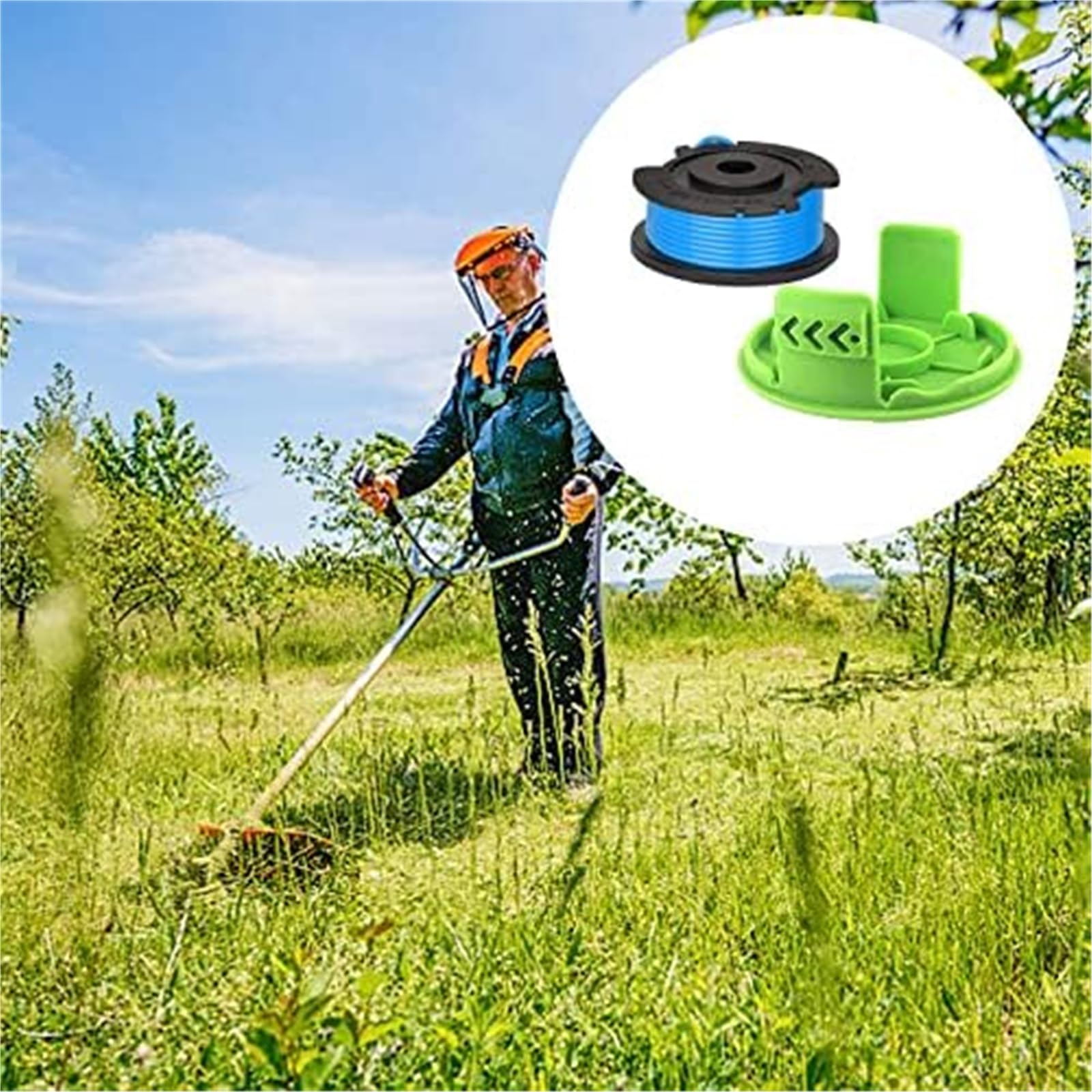 Automatyczna szpula kosiarki Szpula kosy spalinowej, dla podkaszarki dla Greenworks z pojedynczym przewodem 1,65 mm podkaszarka żyłkowa żyłka zamienna trawa 24 V(BLACK 8 2)