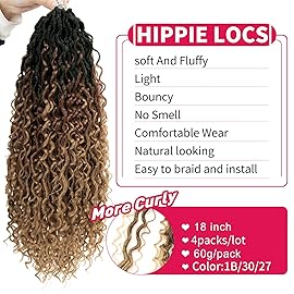 Goddess Locs Crochet Hair 18Inch Faux Locs With Curly Ends,Crochet Hair Pre Looped Boho GoddessLocs Hippie Bohemian Crochet Loc for Black Women1B/30/27,18inch)