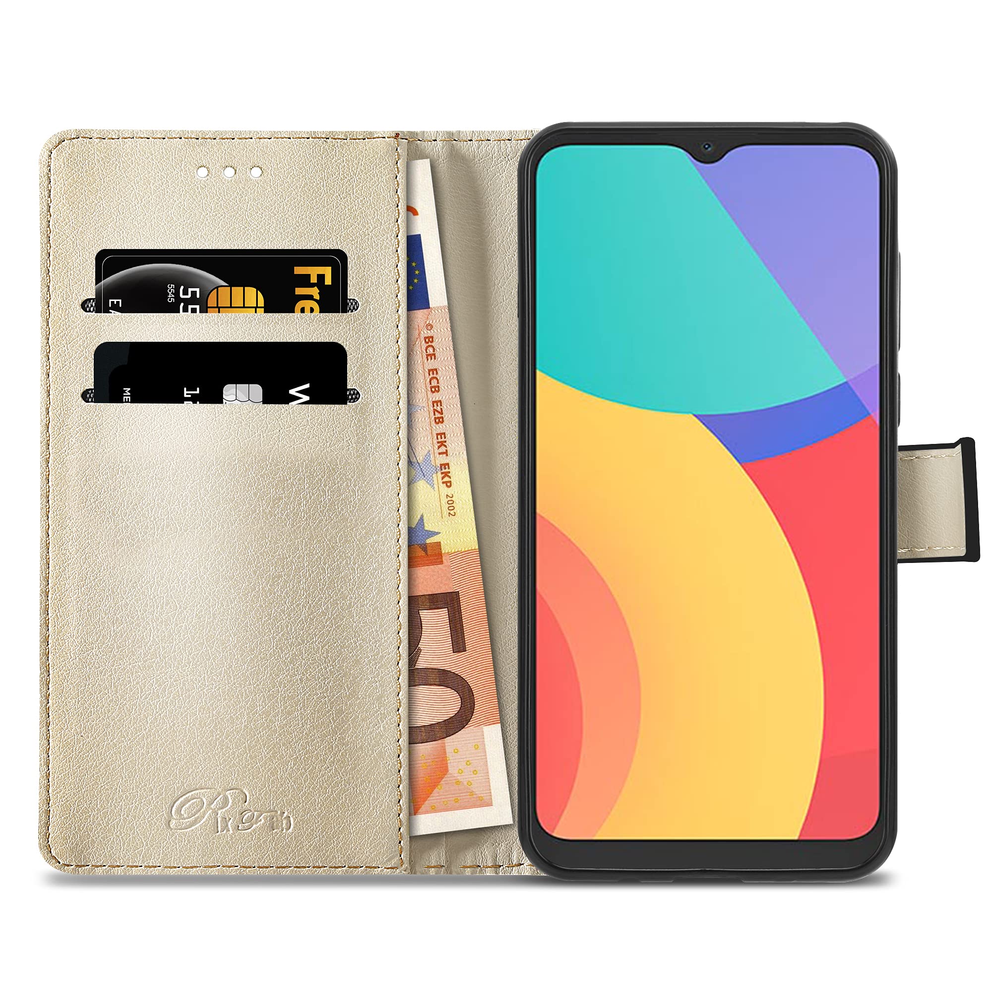 PIXFAB Custodia a portafoglio in pelle per Alcatel 3L (2020