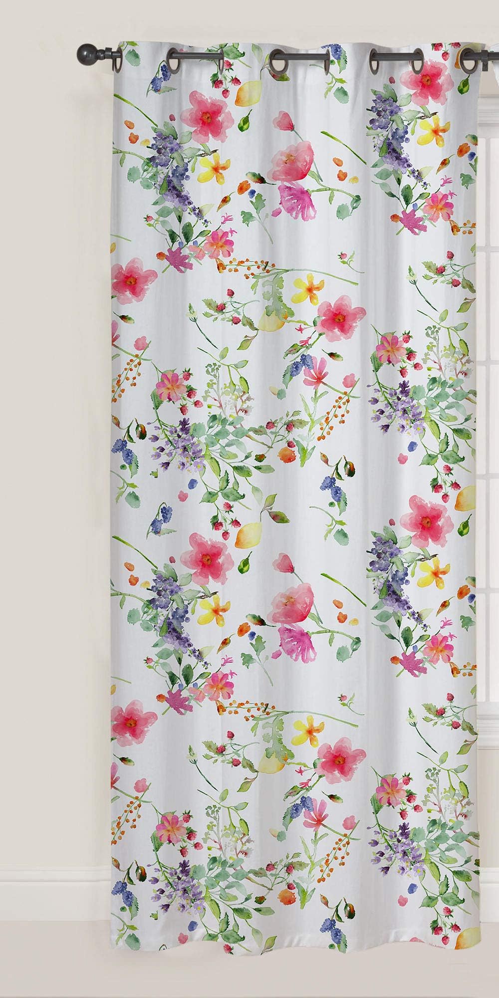 Cotton Printed Multi Color 7 Feet Eyelet Door Curtain - Water Color Print (Pack Of 1) - Blackout