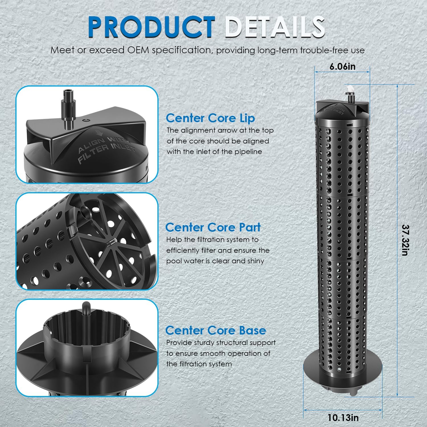 Yoursme 59053800 Center Core Replacement for Clean and Clear Predator 150, 175 & 200 Square Feet EC-160353 EC-160355 CCRP150 CCRP200 Pool/Spa Cartridge Filters