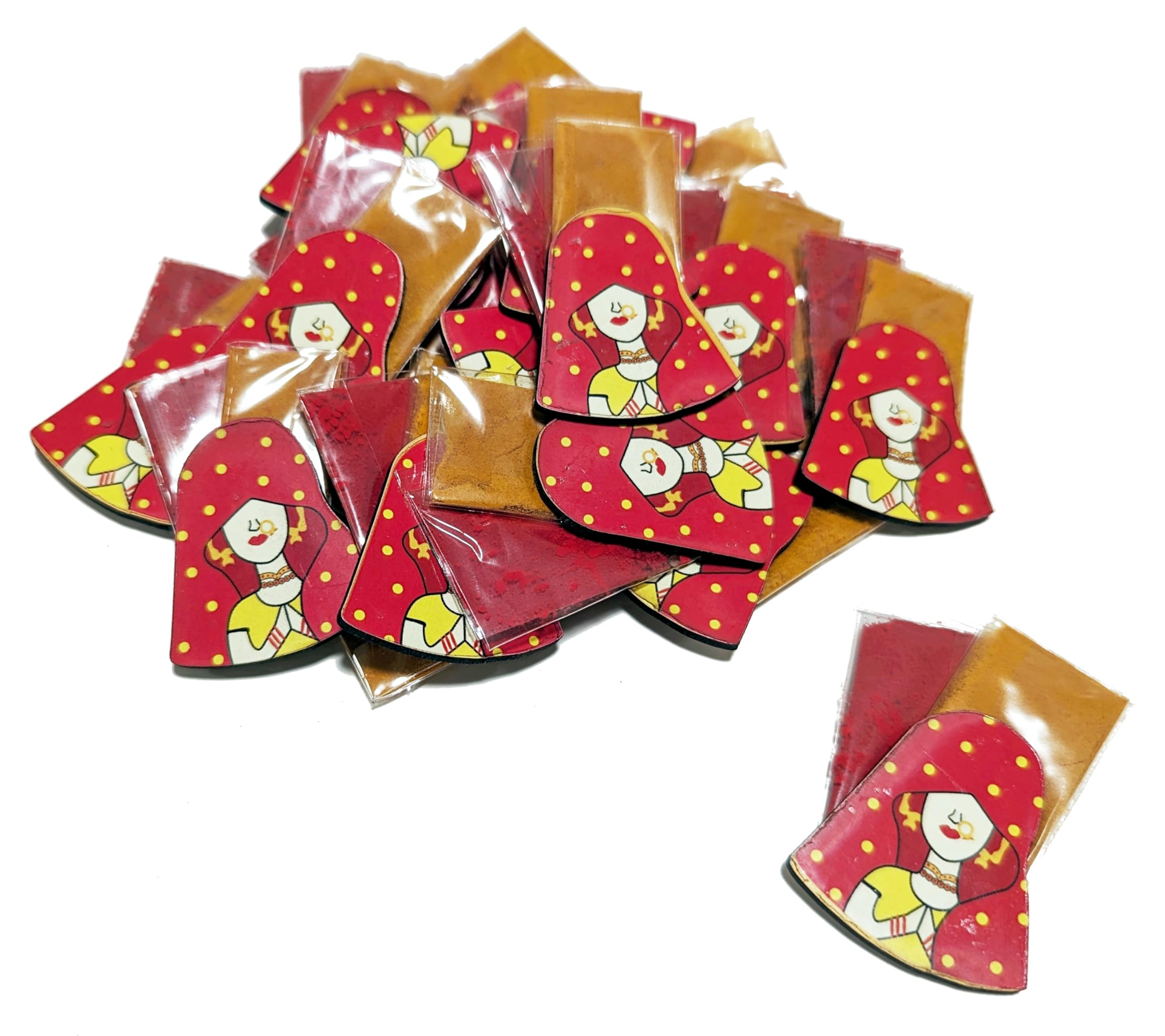 Matrika Hand Made Haldi Kumkum | Set of 20 Bride Design Haldi Kumkum | Pasupu kumkum | Tamboolam | Pooja | Return Gift | B_HK-Bride