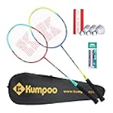 Badminton Racket Carbon Fiber, Badminton Racquet Set with Cover, Badminton Professional Racket Durable for Beginners Outdoor Games Gym