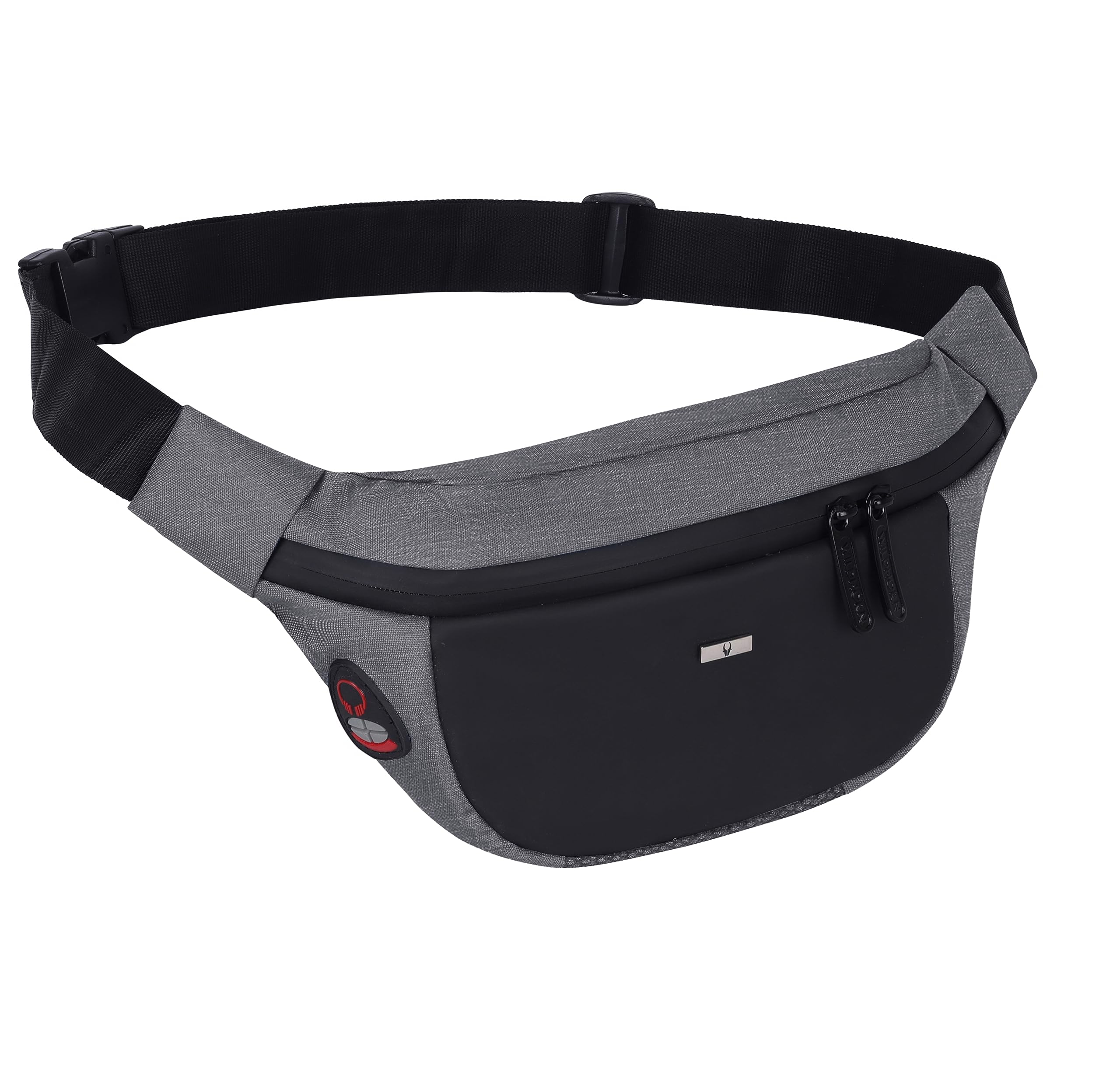 2.4L Waist Bag for Men Women I Headphone Hole I Ultra Strong Stitching, Sturdy Zippers, Waterproof, Fanny Pack for Hiking Travel Camping Running Sports with Adjustable Strap (Grey Melange)